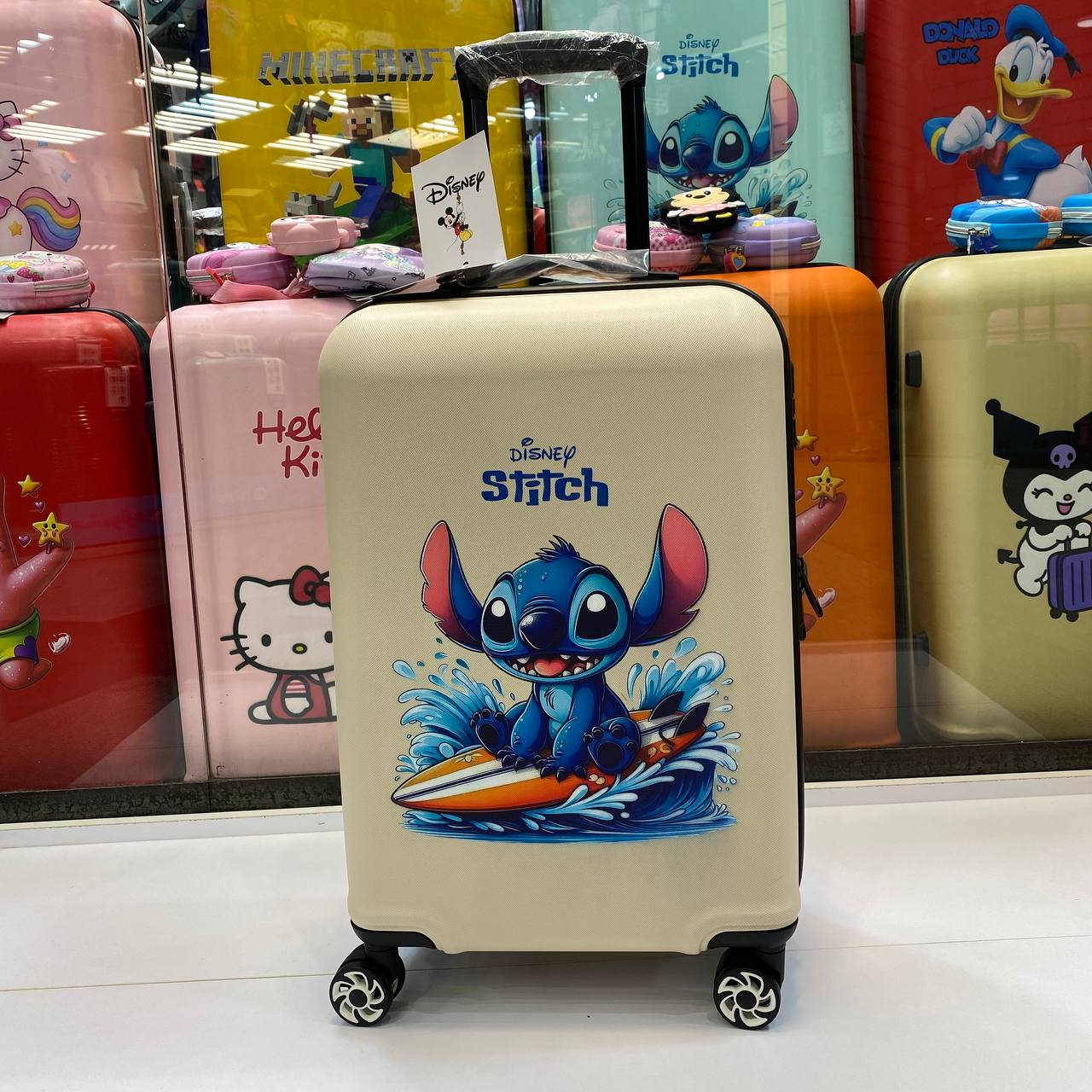 چمدان کودک طرح استیچ(Stitch) | سایز 20 | مقاوم و نشکن | کرم