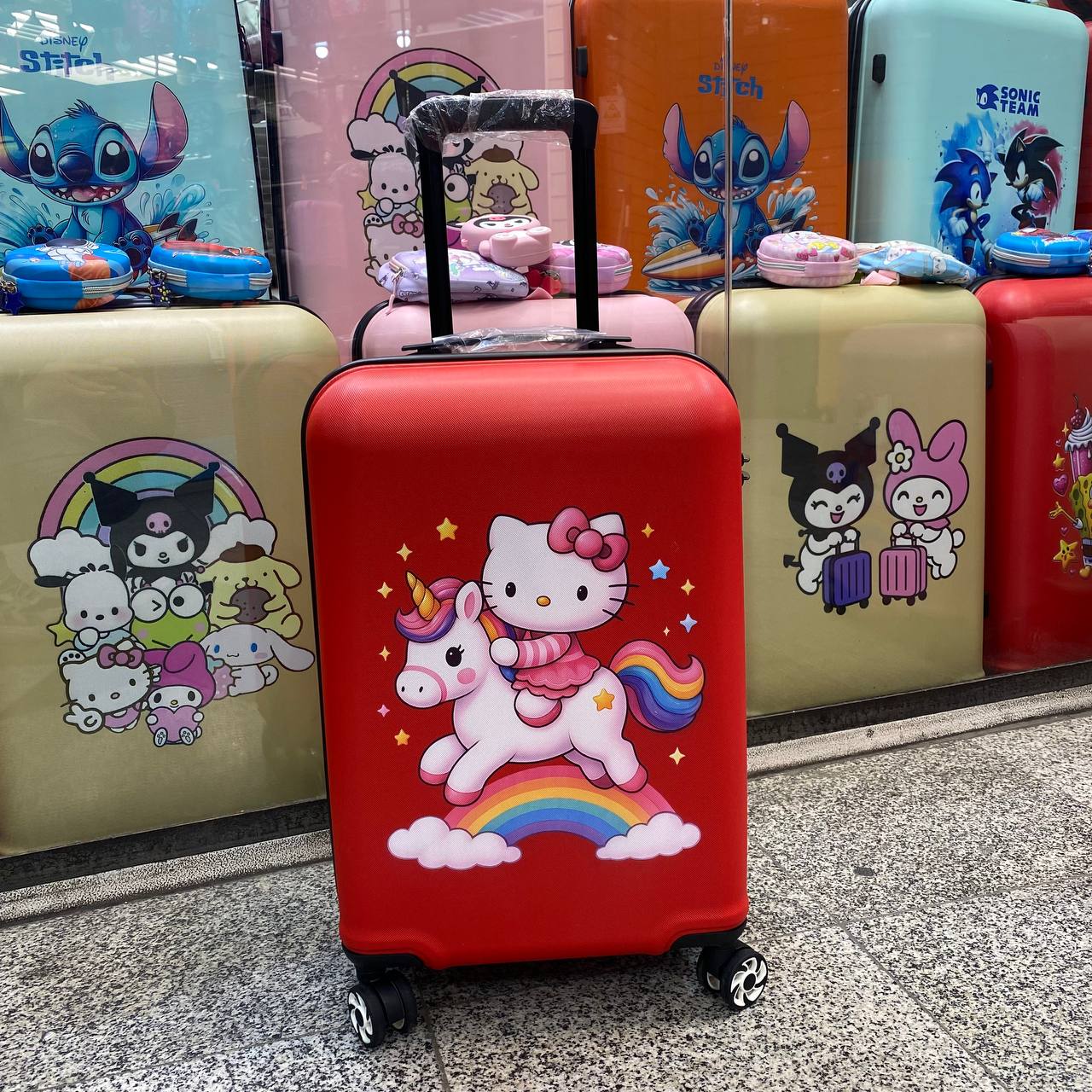 چمدان کودک یونیکورن و کیتی  | سایز 20 | نشکن | ضدخش | قرمز-copy