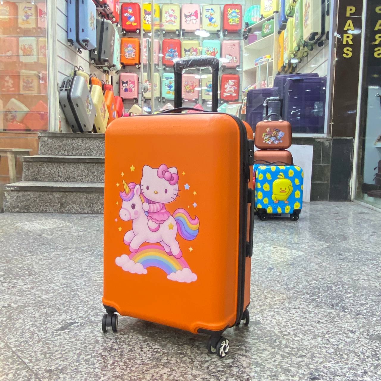 چمدان کودک یونیکورن و کیتی  | سایز 24 | نشکن | ضدخش | نارنجی