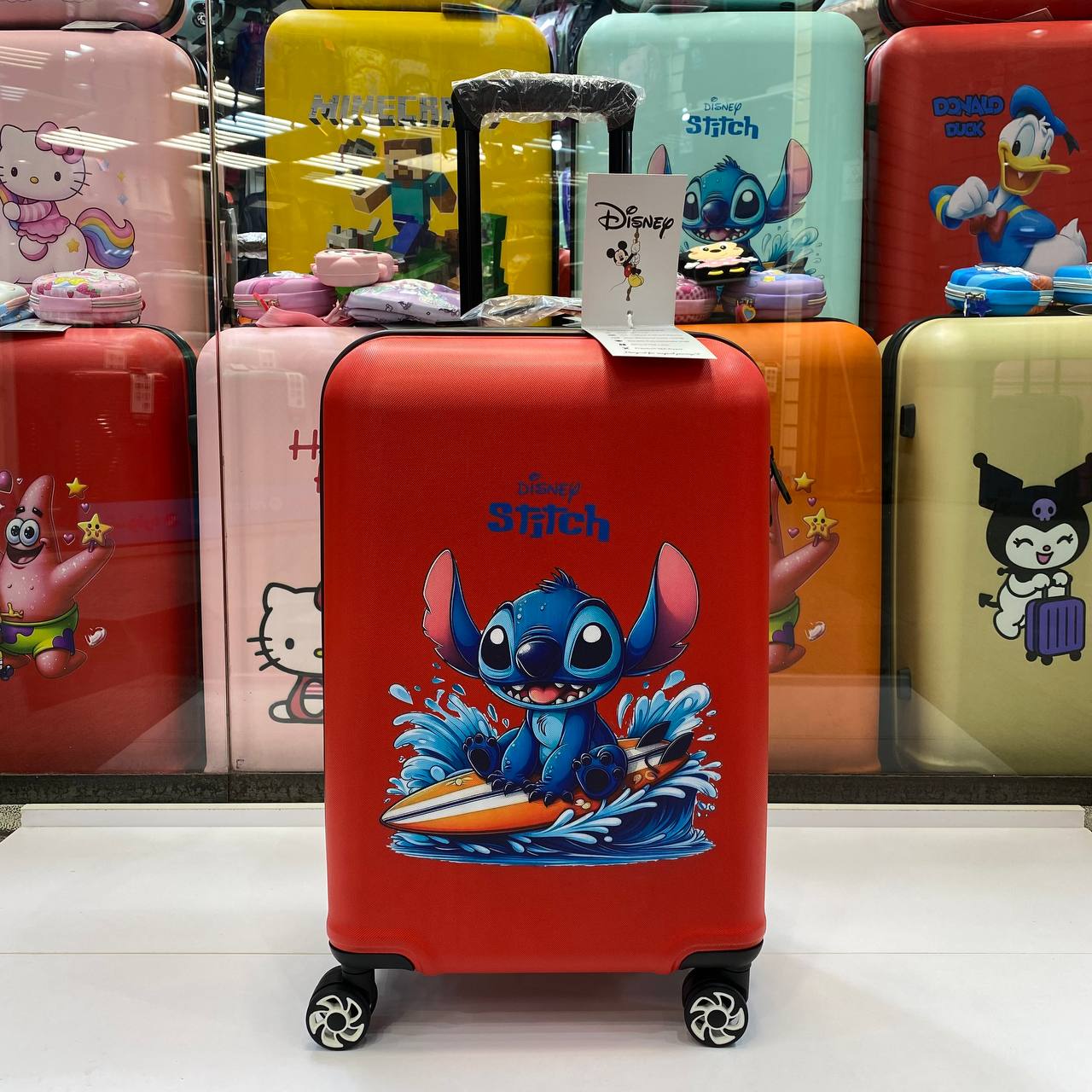 چمدان کودک طرح استیچ(Stitch) | سایز 20 | مقاوم و نشکن | قرمز
