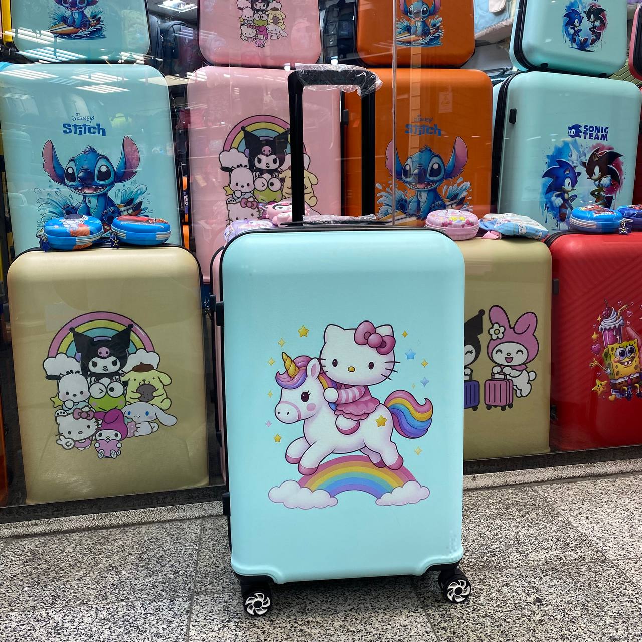 چمدان کودک یونیکورن و کیتی  | سایز 24 | نشکن | ضدخش | آبی