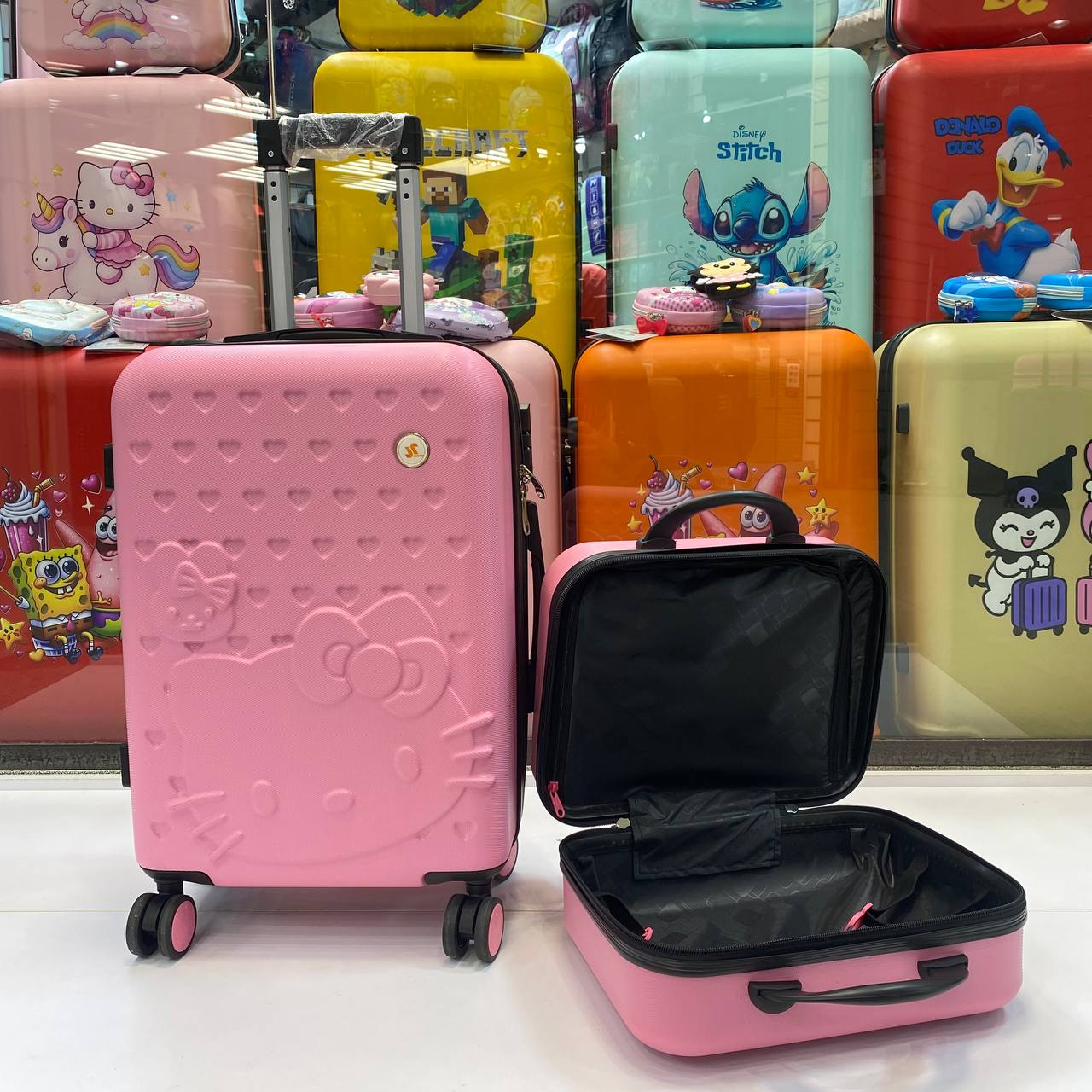 چمدان کودک کیتی+مینی باکس | صورتی |سایز 20 اینچ