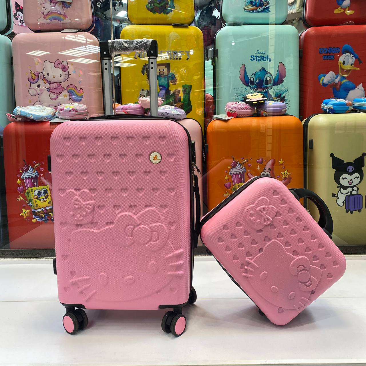 چمدان کودک کیتی+مینی باکس | صورتی |سایز 20 اینچ