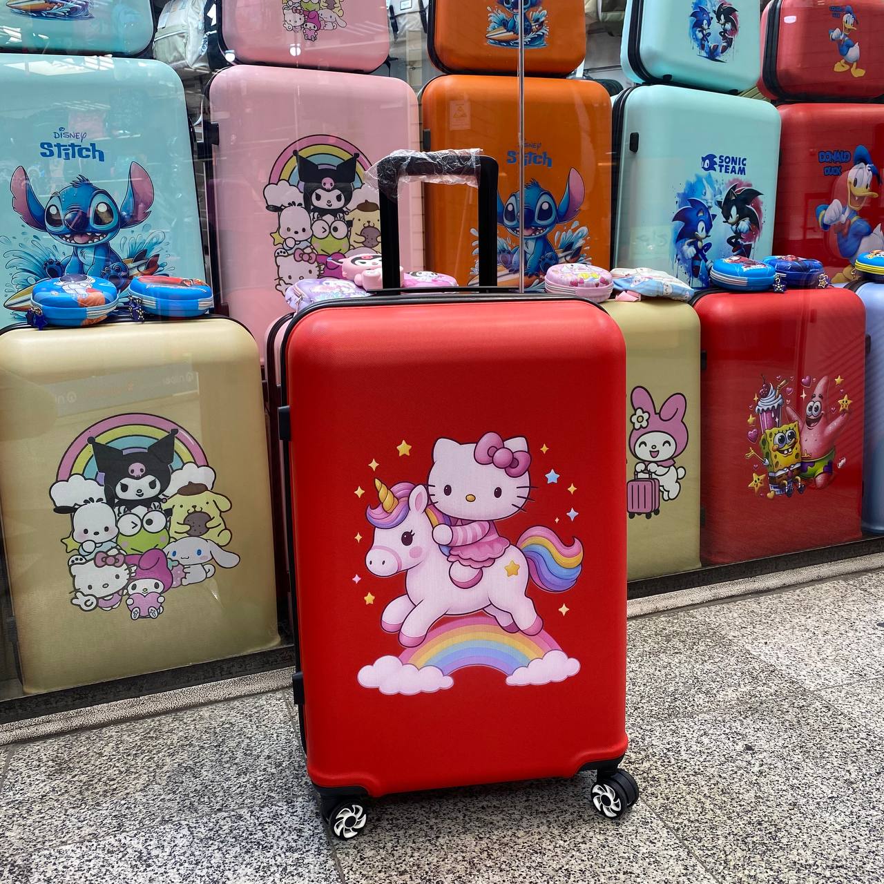 چمدان کودک یونیکورن و کیتی  | سایز 24 | نشکن | ضدخش | قرمز