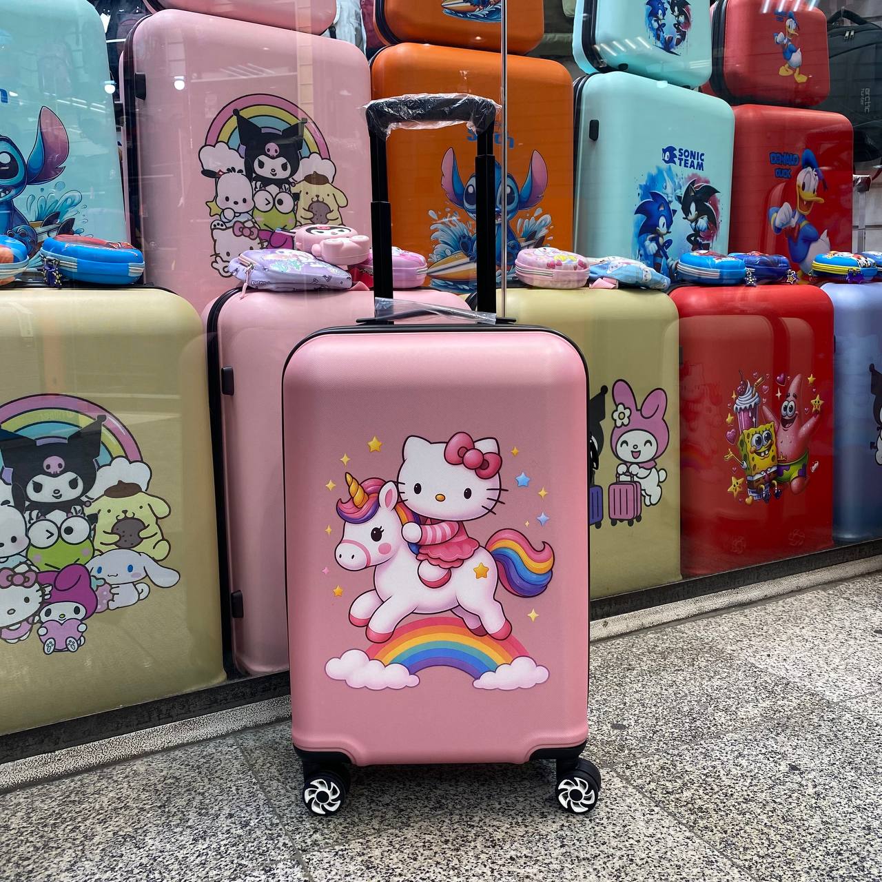 چمدان کودک یونیکورن و کیتی  | سایز 20 | نشکن | ضدخش | صورتی-copy