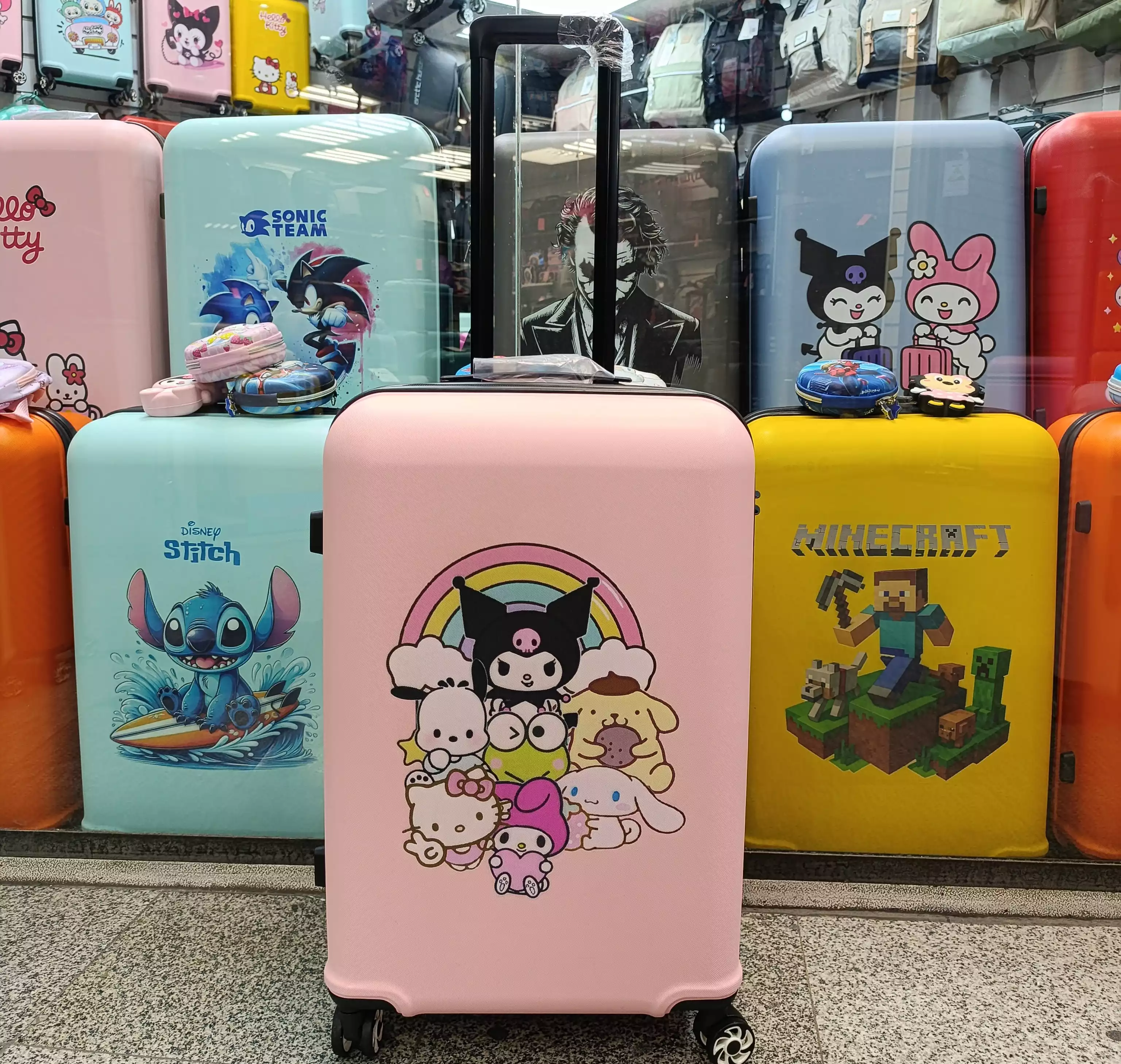 چمدان کودک طرح سانریو رنگین کمان(کرومی-کیتی)سایز 24 | صورتی