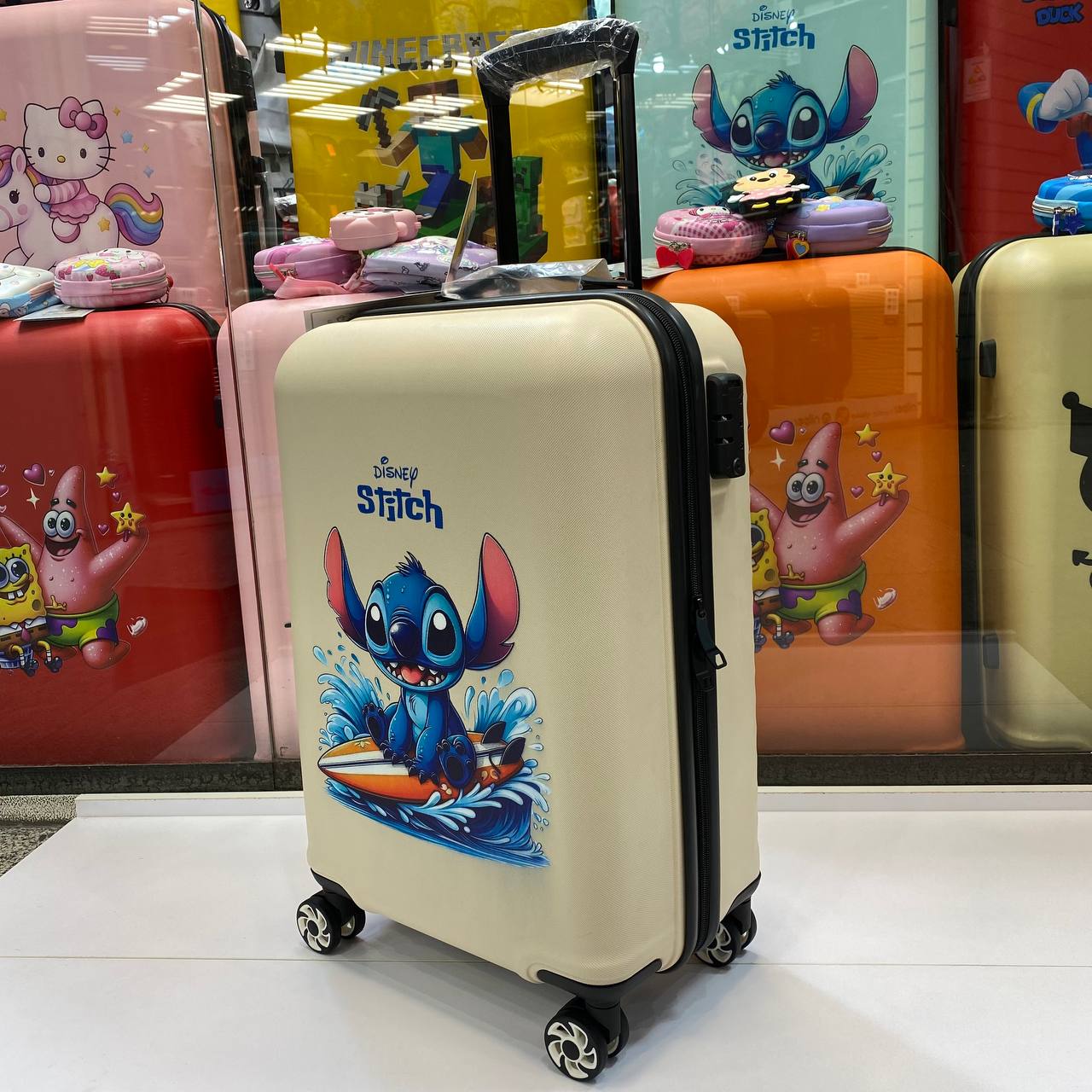چمدان کودک طرح استیچ(Stitch) | سایز 20 | مقاوم و نشکن | کرم